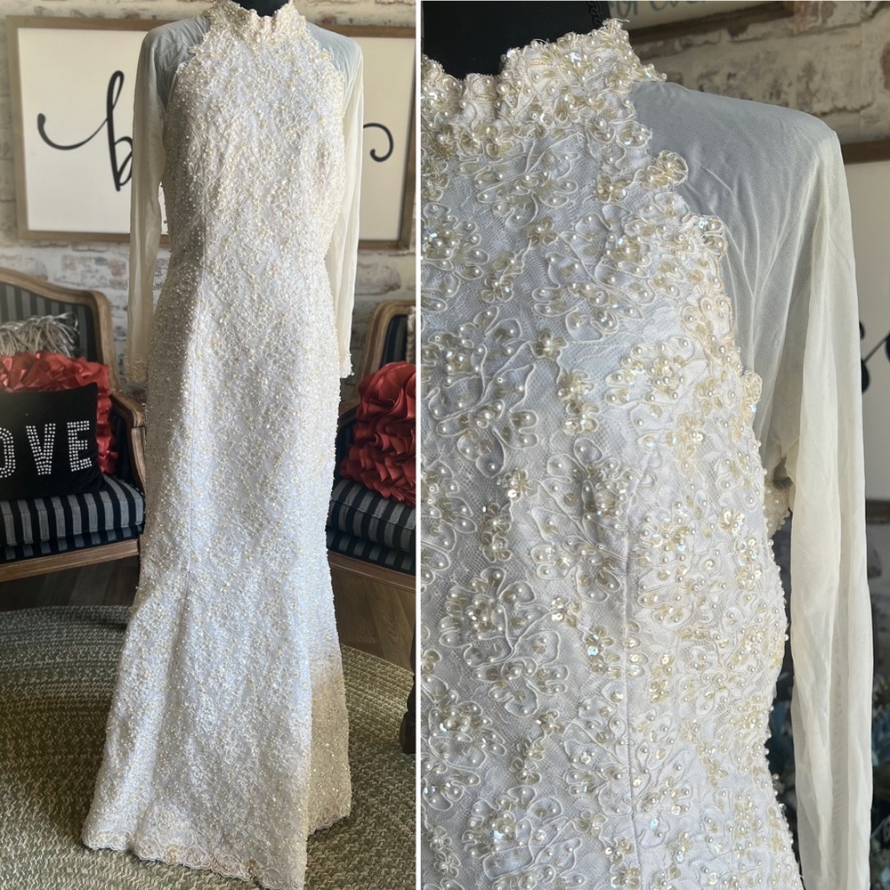 Elegant champagne wedding classic dress bridal gown vintage